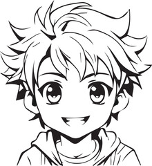 A vector anime character boy smiley face art design