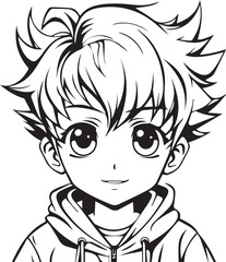 A vector anime character boy smiley face art design