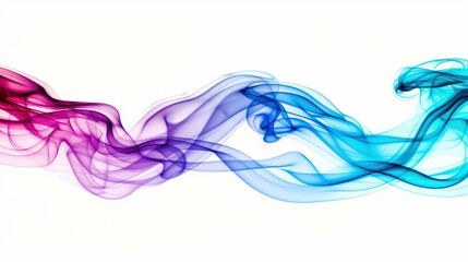 Vibrant colorful smoke swirls on white background for creative design projects.