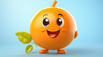 Fototapeta premium Cartoon orange character with speech bubble for design projects.