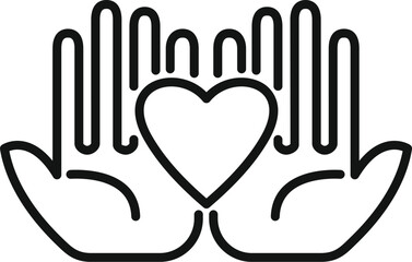 Two hands are holding a heart, representing the concept of charity, love, and donation