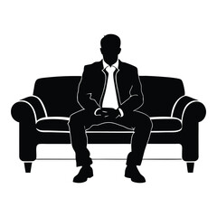 man sitting on a sofa silhouette vector design
