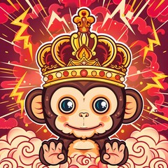 monkey with crown vector illustrator