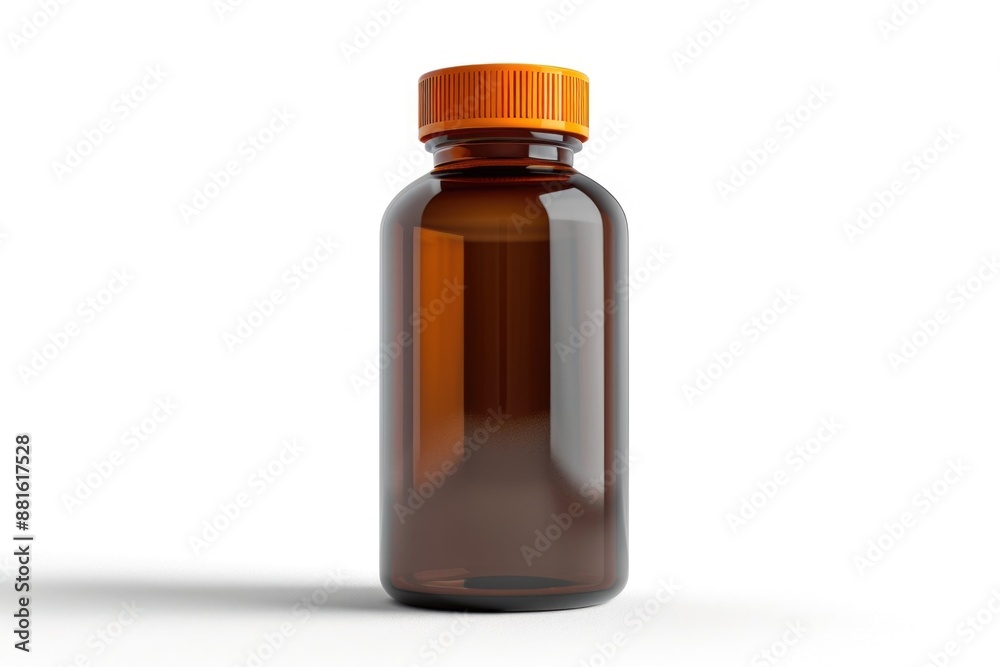 Wall mural bottle of medicine is sitting on white background