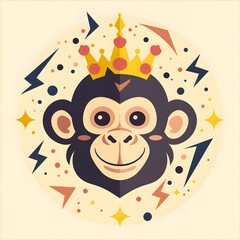 Fototapeta premium monkey with crown vector illustrator