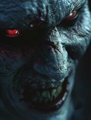 Obraz premium Creepy monster with red eyes and mouth full of teeth