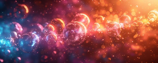 Fototapeta premium Abstract Colorful Bokeh Background with Glowing Bubbles in Vibrant Red, Orange, and Blue Tones