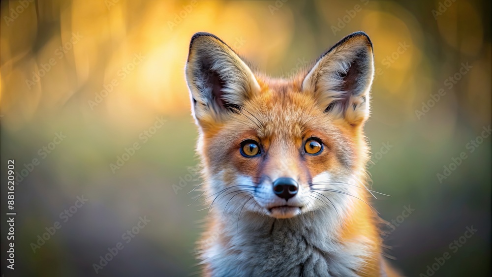 Sticker Cute fox with fluffy fur and curious eyes, fox, animal, cute, adorable, fluffy, fur, wildlife, nature, forest, mammal, red