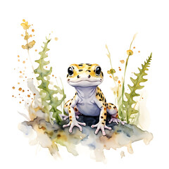 Naklejka premium illustration watercolor baby salamanders white background 