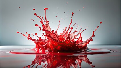 Fototapeta premium Vibrant red paint splashing in water creating an abstract and dynamic image, splash, red, paint, vibrant, water, abstract, dynamic