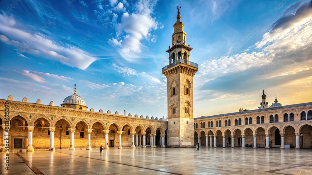 Sticker Historic Western Minaret of Qaitbay on Umayyad Mosque in Damascus , mosque, minaret, architecture, landmark, Syria