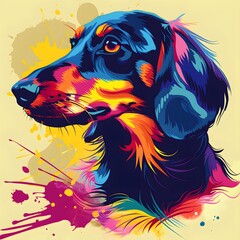 colorful dog with splash vector illustrator