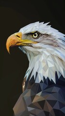Fototapeta premium Animation of low poly art of a bald eagle in high detail. Animal triangle vector geometric