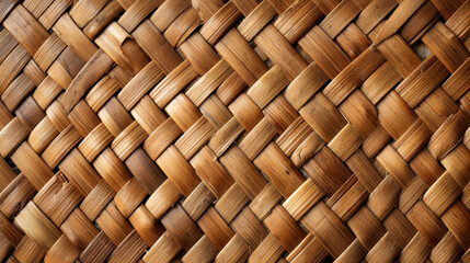 Vintage flat illustration of bamboo weave with distressed look in natural brown tones.