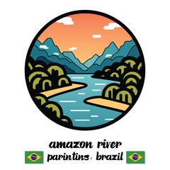 Circle Icon Amazon River. Vector illustration
