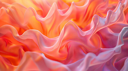 Abstract 3D Illustration of Pink and Orange Fabric