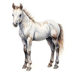Obraz premium illustration watercolor baby horse white background