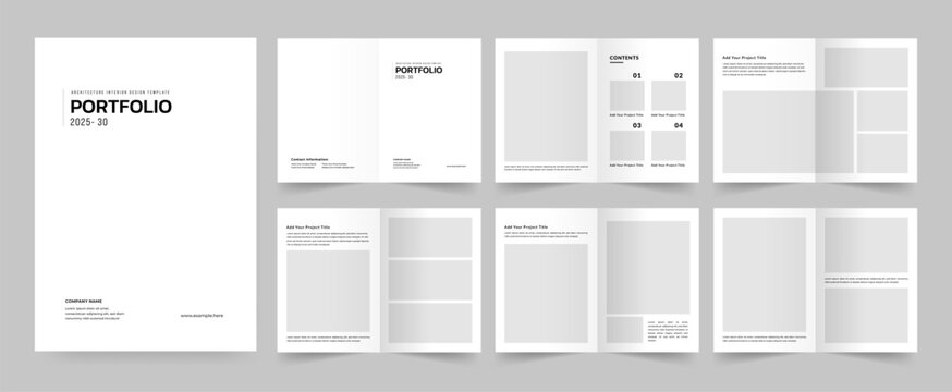 Portfolio Layout Architecture Portfolio Interior Brochure Design Vector Illustration