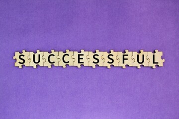 wooden puzzle successfully. the concept was successful. concept of success