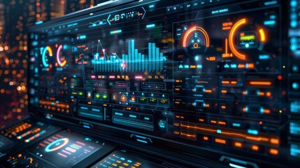 Obraz premium Futuristic spaceship control panel.