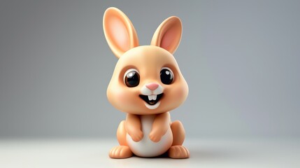 Fototapeta premium 3D vector illustration of a cute baby rabbit, smiling.