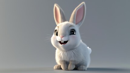 Fototapeta premium 3D vector illustration of a cute baby rabbit, smiling.