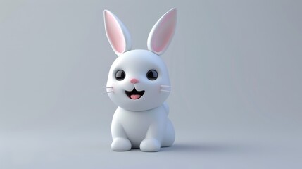 Obraz premium 3D vector illustration of a cute baby rabbit, smiling.