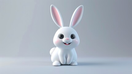 Fototapeta premium 3D vector illustration of a cute baby rabbit, smiling.