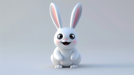 Obraz premium 3D vector illustration of a cute baby rabbit, smiling.
