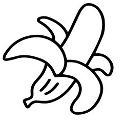 Hand drawn black and white color of  Banana design isolated on trantransparent background. Vector illustration. 
