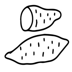 Hand drawn black and white color of  potatoes design isolated on trantransparent background. Vector illustration. 
