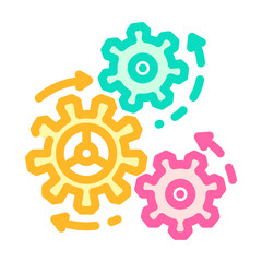 moving gears progress color icon vector. moving gears progress sign. isolated symbol illustration