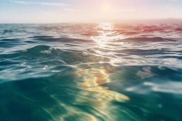 Obraz premium Abstract Blur of Light on Clear Sea and Ocean Water, abstract, blur, light, sea, ocean, clear water, water, reflection, bokeh, serene, tranquil, nature