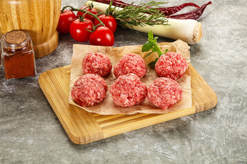 Raw beef meatball minced meat