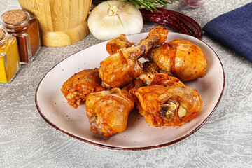Raw marinated chicken drumstick for cooking