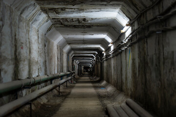 Old tunnel to hospital with ukraine flag