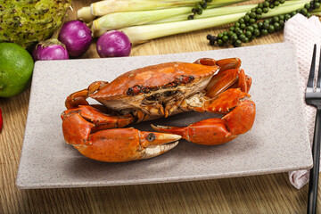 Delicous luxury steamed red crab