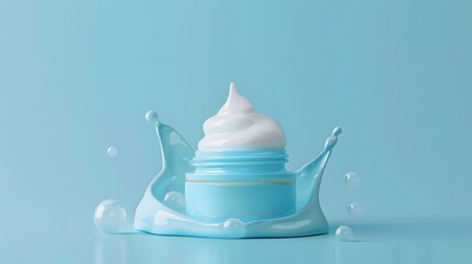 High-quality image featuring dollops and smears of translucent cosmetic serum and cream on a serene blue background,perfect for beauty and skincare branding. 