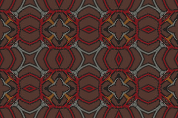 Fabric ikat seamless pattern geometric ethnic traditional embroidery style. Design for background carpet wallpaper clothing wrapping Batik fabric illus.