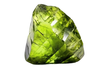 The Enigmatic Emerald: A Mystical Green Crystal Illuminated on White on White or PNG Transparent Background.