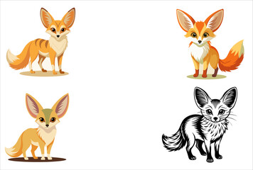 Fototapeta premium Fennec Fox logo and t-shirt vector design.