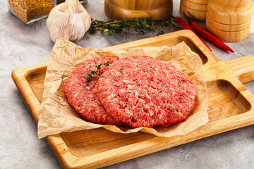 Raw beef minced meat cutlet
