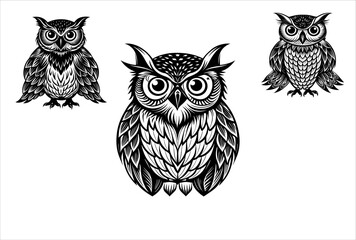 modern owl white and black color vector design.