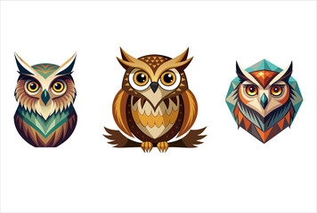 Obraz premium owl on a branch face vector design.