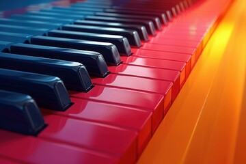 Obraz premium Colorful Piano Keys Abstract Background - Minimalistic Vector Illustration with Gradient Stripes and Geometric Patterns