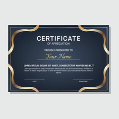 Certificate template with luxury golden elements