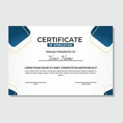 Certificate of appreciation template, Clean modern certificate with simple vector design. Certificate border template with luxury and modern illustration