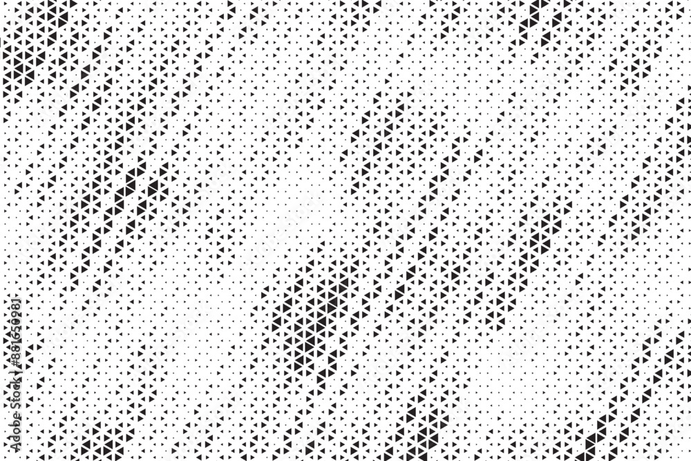 Aufkleber Triangle Shapes Vector Abstract Geometric Technology Oscillation Wave Isolated on Light Background. Halftone Triangular Retro Simple Pattern. Minimal 80s Style Dynamic Tech Wallpaper