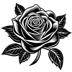 Fototapeta premium Rose Flower Vector Illustration: Cartoon, Clipart, and Line Art Design
