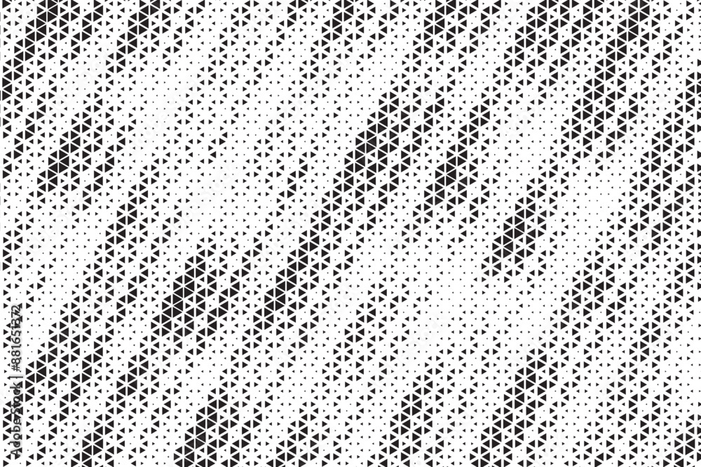 Aufkleber Halftone triangle abstract grunge background. Monochrome geometric vector pattern. Vector illustration.
